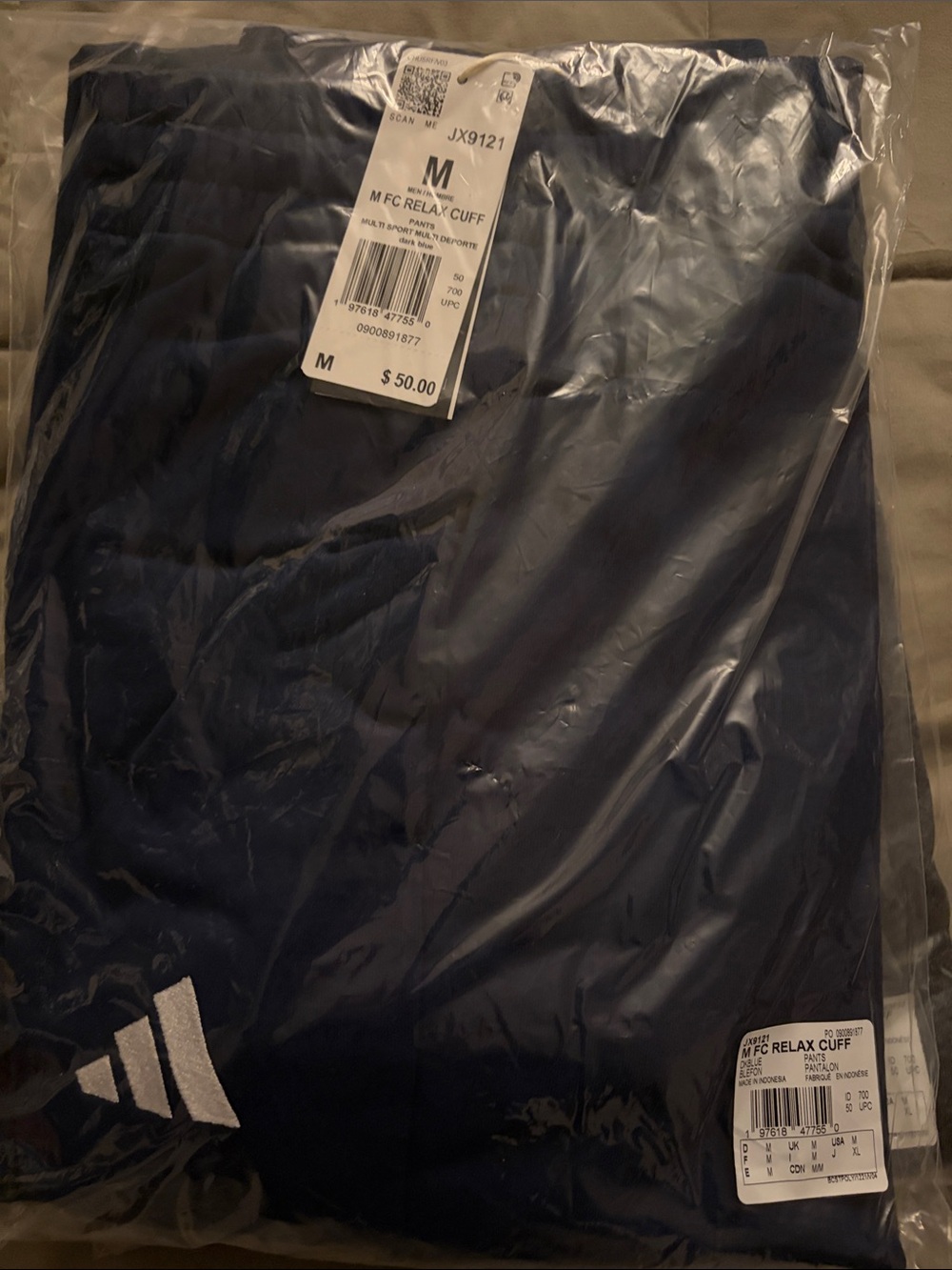 Adidas Men’s Navy Relax Cuff Sweatpants Size Medium (Men’s)